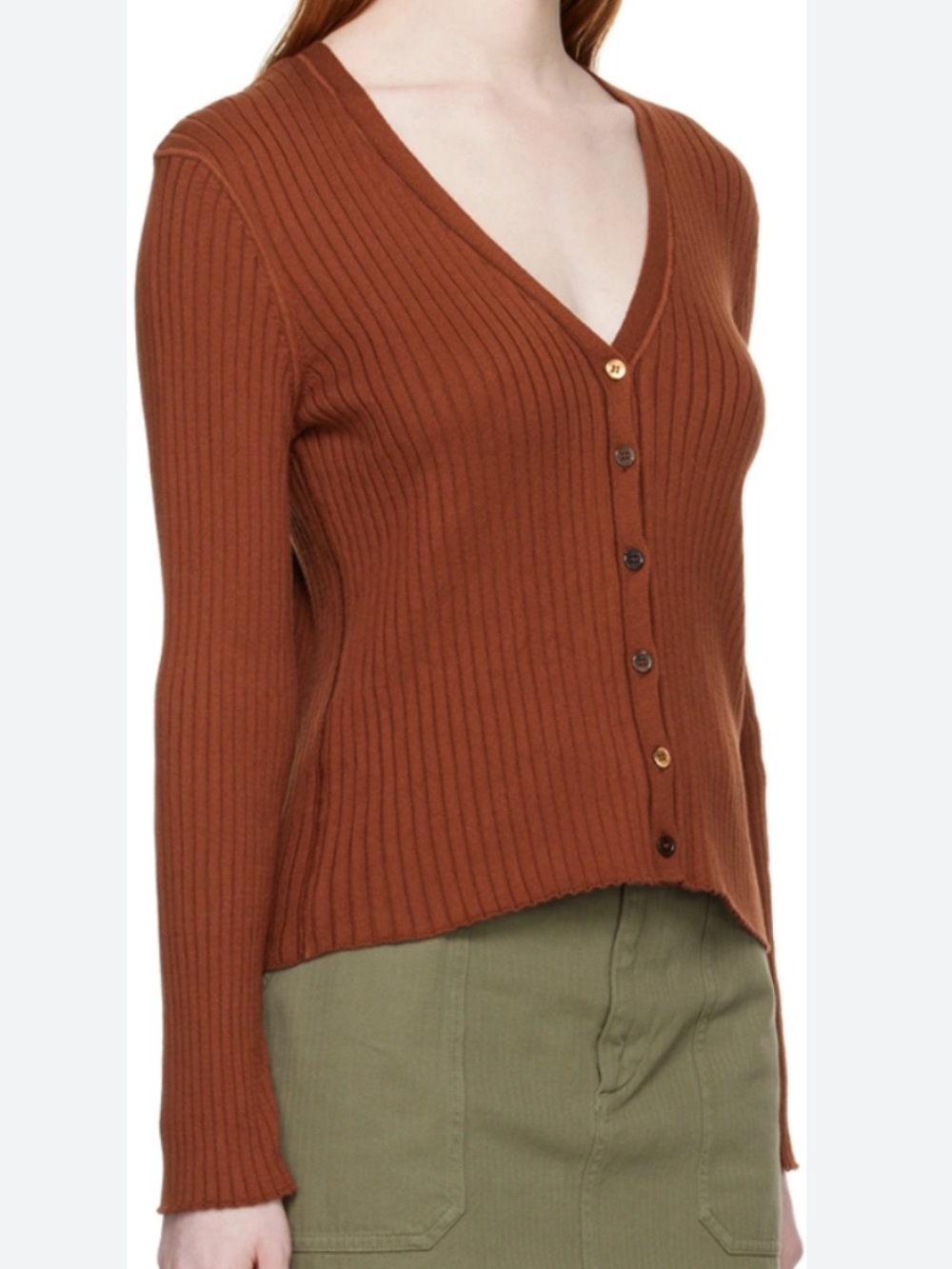 A.P.C. Brown Shanya Ribbed Cardigan- Whiskey Color Size XS